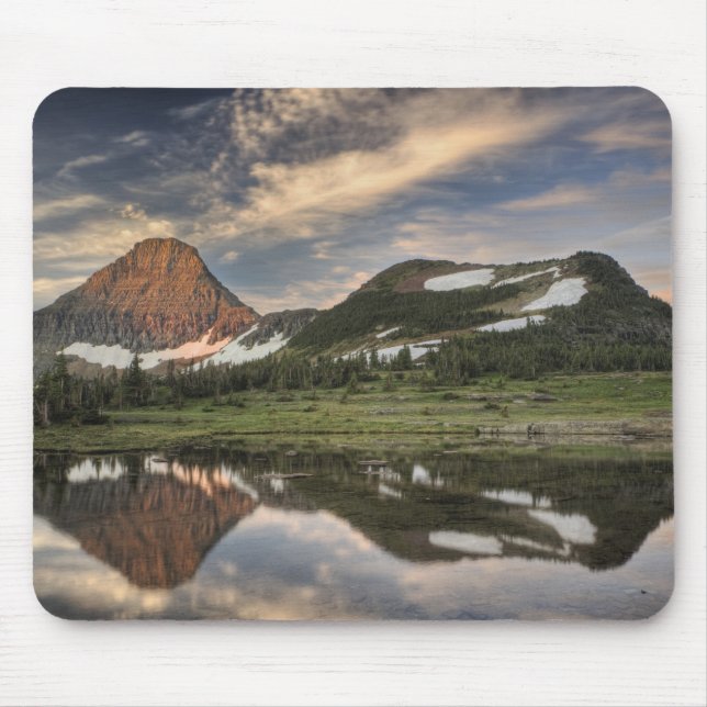 Mousepad Nascer do sol e reflexo, Parque Nacional Glacier, (Frente)