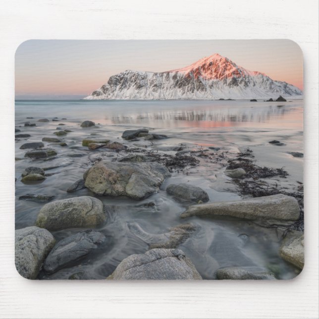 Mousepad Nascer do sol Flakstad e Praia de Skagsanden (Frente)