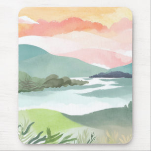 Mousepad Nascer do Sol na Manhã do Lago   Natureza em Aquar