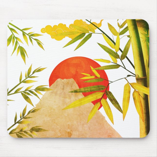 Mousepad Nascer do Sol no Monte Oriental Japonês com Bambu (Frente)