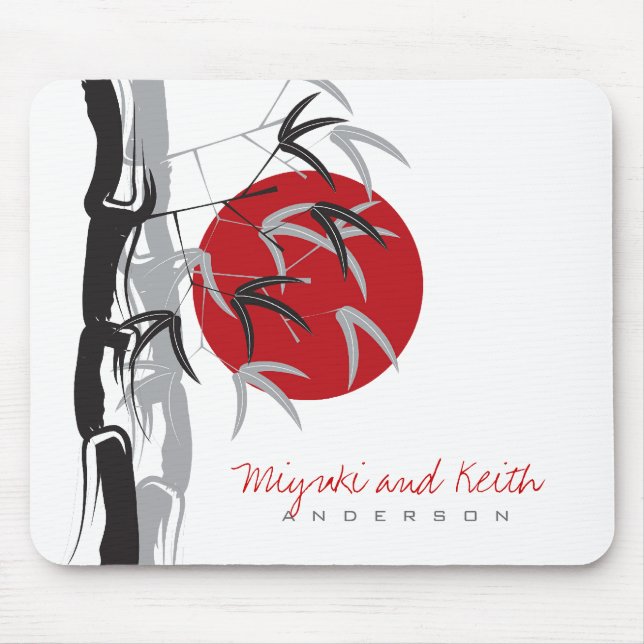 Mousepad Nascer do Sol Oriental Jardim Zen de Bambu Casamen (Frente)