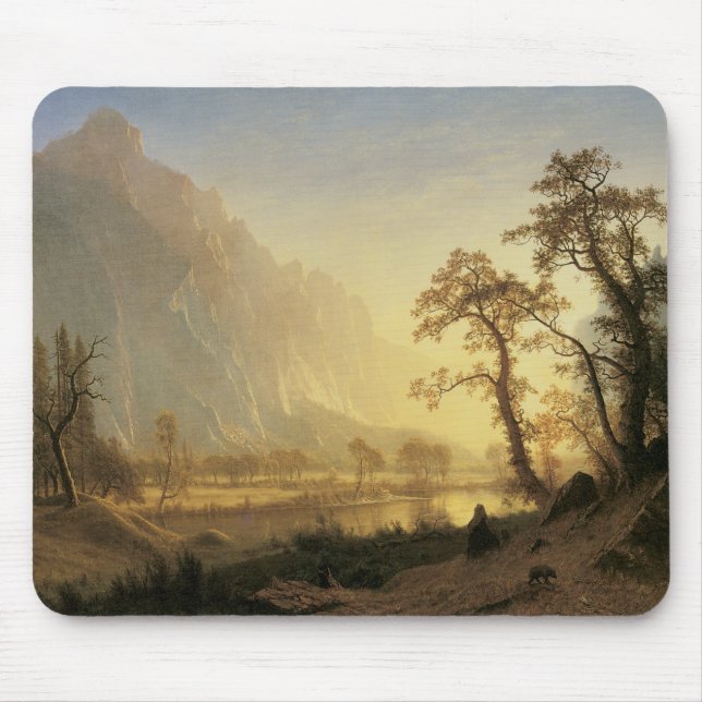 Mousepad Nascer do sol, Yosemite Valley por Albert Bierstad (Frente)