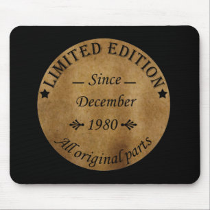 Mousepad nascer em dezembro de 1980 Vintage aniversário