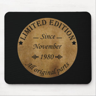 Mousepad nascer em novembro de 1980 Vintage aniversário
