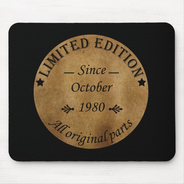 Mousepad nascer em outubro de 1980 Vintage aniversário (Frente)