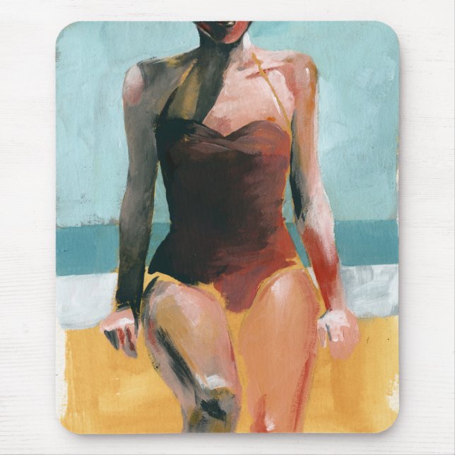 Mousepad Natação de vindima - maiô vermelho (Frente)