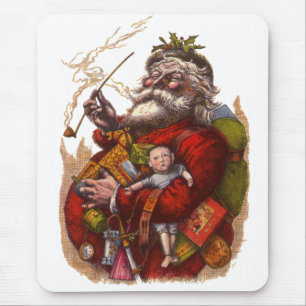 Mousepad Natais vintages, Brinquedos de Pipe do Papai Noel 
