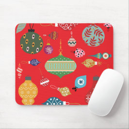 Mousepad Natais vintages de tendências - Anéis vermelhos