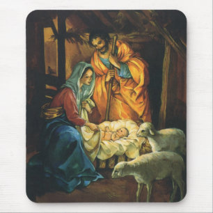 Mousepad Natais vintages Natividade, Jesus bebê em Manger