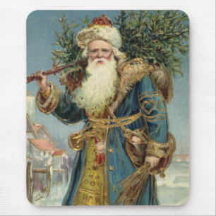 Mousepad Natais vintages, Papai Noel Vitoriano com Árvore