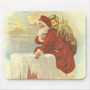 Mousepad Natais vintages Papai Noel Vitoriano em Chaminé