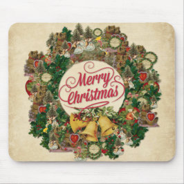 Mousepad Natais vintages Wreath (Feliz Natal)