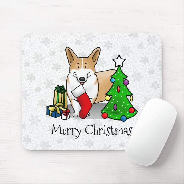 Mousepad Natal 2 Pembroke Welsh Corgi (vermelho 1) (Com mouse)