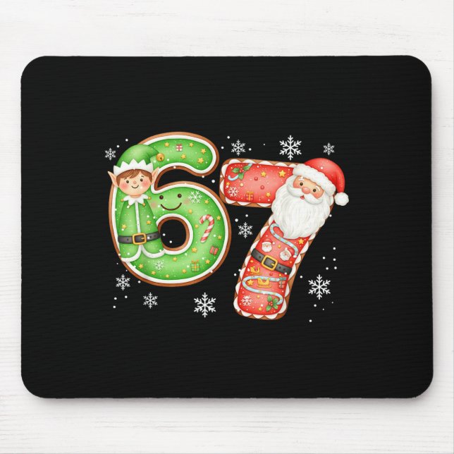 Mousepad Natal 6 7 Seis Sete Divertido 67 Meme Papai Noel  (Frente)