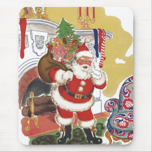 Mousepad Natal Antigo, Alegre Papai Noel com Presentes