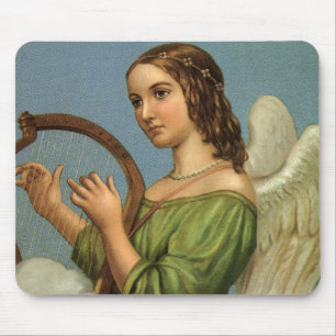 Mousepad Natal Antigo, Anjo Vitoriano com Harpa Musical