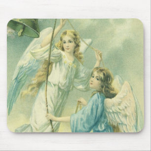 Mousepad Natal Antigo, Anjos Vitorianos com um Sino
