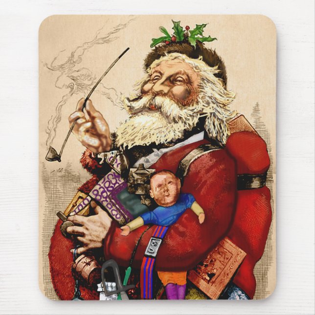 Mousepad Natal Antigo, Brinquedos de Cachimbo do Papai Noel (Frente)