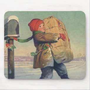 Mousepad Natal Antigo, Criança com Grande Pacote
