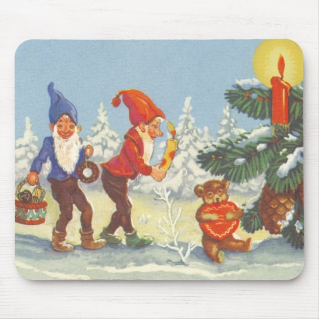 Mousepad Natal Antigo, Elfos na Floresta de Inverno (Frente)
