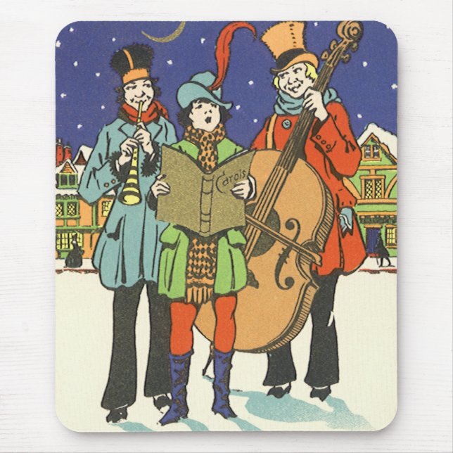 Mousepad Natal Antigo, Músicos Cantando Canções de Natal co (Frente)