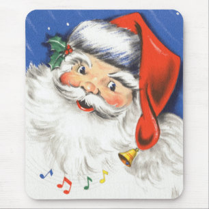 Mousepad Natal Antigo, Papai Noel Alegre com Música