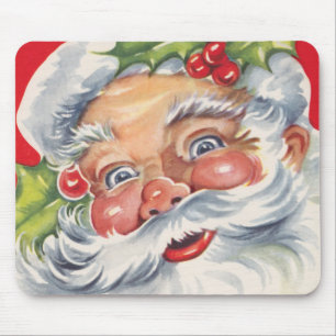 Mousepad Natal Antigo, Papai Noel Alegre com seu Chapéu