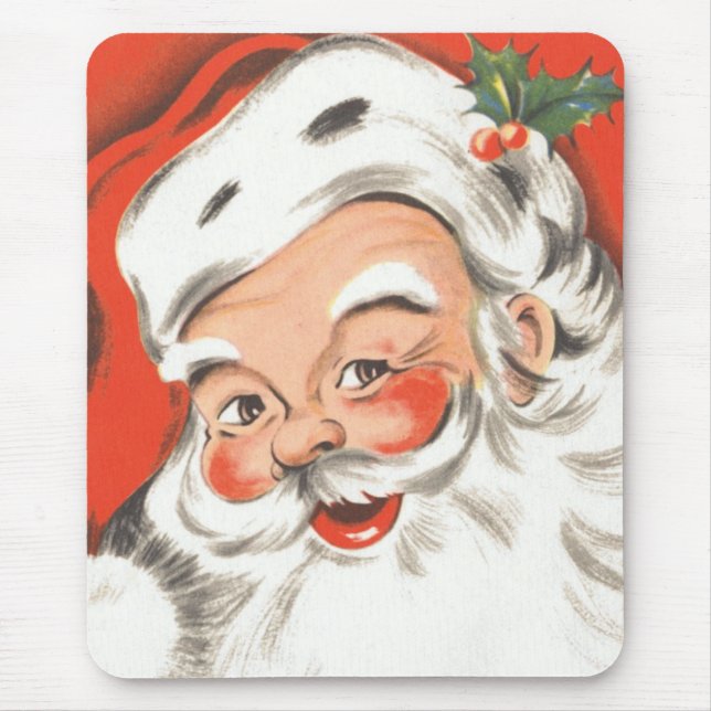 Mousepad Natal Antigo, Papai Noel Alegre com Sorriso (Frente)