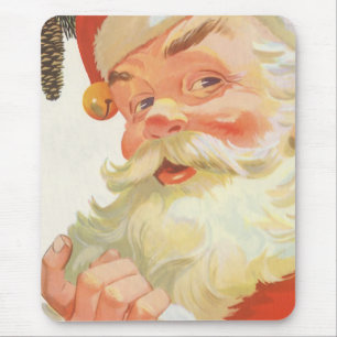 Mousepad Natal Antigo, Papai Noel Alegre com um Segredo