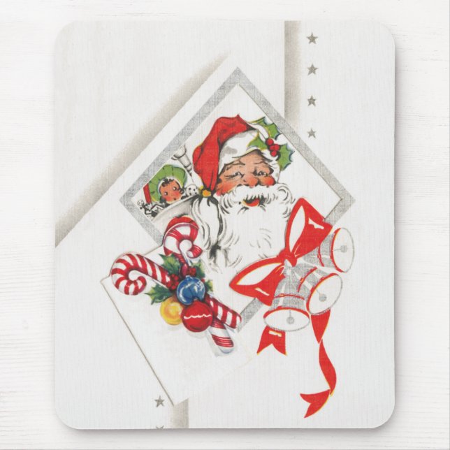 Mousepad Natal Antigo, Papai Noel com Bengalas de Natal (Frente)