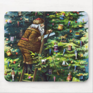Mousepad Natal Antigo, Papai Noel Vitoriano com Árvore
