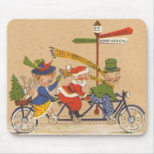 Mousepad Natal Antigo, Papai Noel Vitoriano de Bicicleta