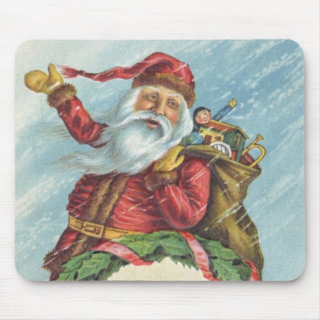 Mousepad Natal Antigo, Papai Noel Vitoriano em Grinalda (Frente)