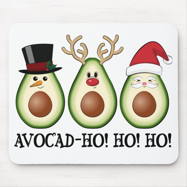 Mousepad Natal Avocado Frosty, Rudolph e Papais noeis (Frente)