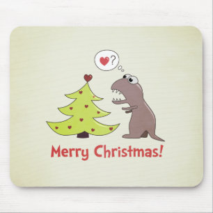 Mousepad Natal bonito do dinossauro dos desenhos animados