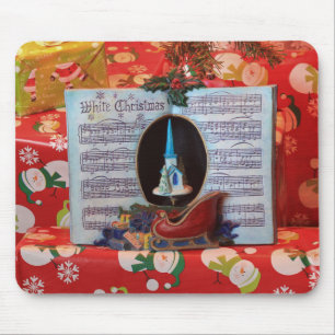 Mousepad Natal branco e Papais noeis Sleigh