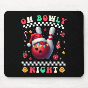 Mousepad Natal da boliche Oh Bowly Night Santa Hat Christm