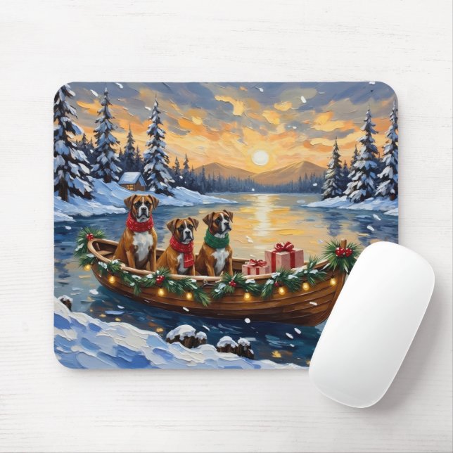 Mousepad Natal de barco de Natal do Boxer (Com mouse)