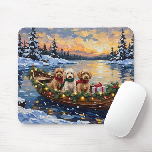 Mousepad Natal de barco do Cockapoo (Com mouse)