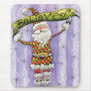 Mousepad Natal de desenho animado fofo, Eu acredito no Papa