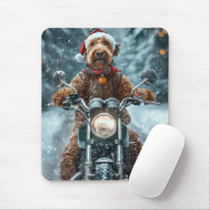 Mousepad Natal de Motocicleta Airedale Dog