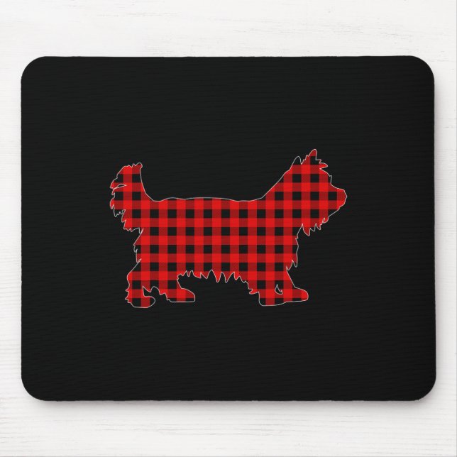 Mousepad Natal de Yorkshire Terrier Xadrez de Búfalo Combin (Frente)