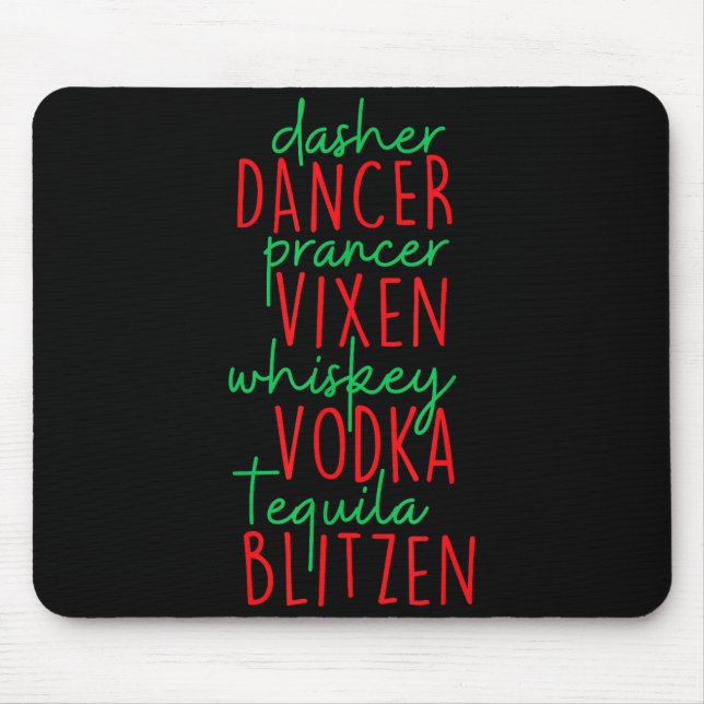 Mousepad Natal Divertido Dasher Dancer Prancer Vixen Whiske (Frente)