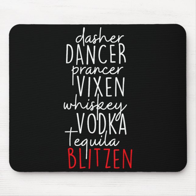 Mousepad Natal Divertido Dasher Dancer Prancer Vixen Whiske (Frente)