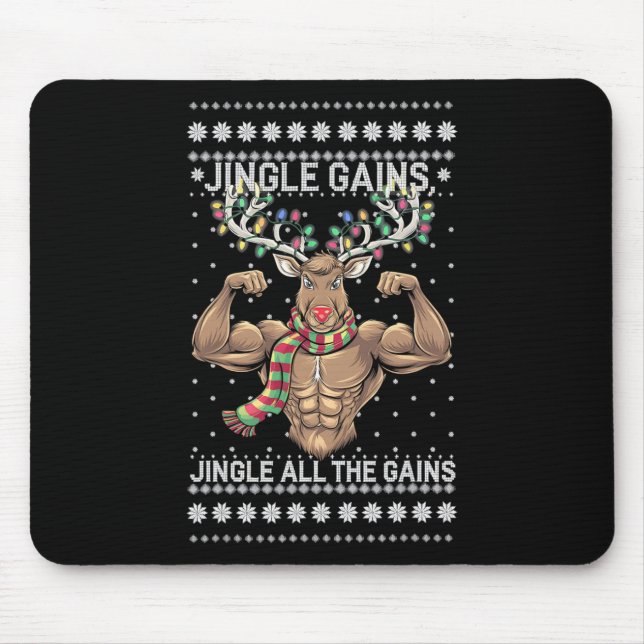 Mousepad Natal divertido do Reindeer treino de ginásio Jing (Frente)