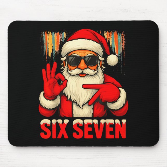 Mousepad Natal Divertido Seis Sete 6 7 Meme Papai Noel Home (Frente)