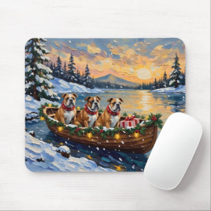 Mousepad Natal do Barco de Natal do Bulldog