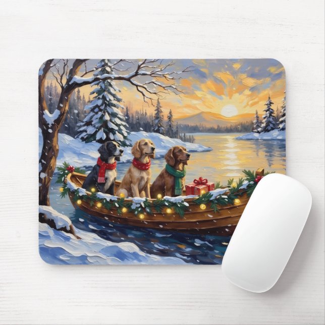 Mousepad Natal do Barco do Setter Inglês Festa (Com mouse)