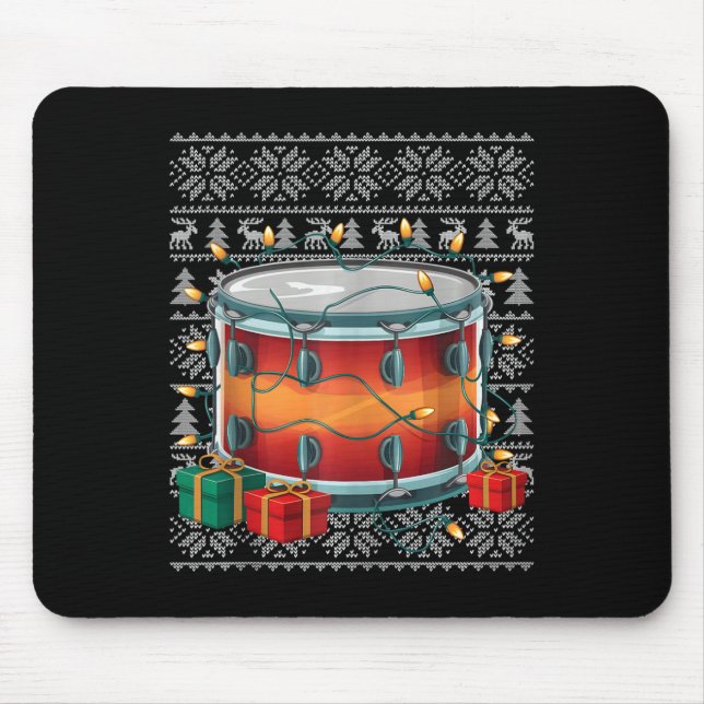 Mousepad Natal do Drum Musical Feio do Estilo do Sweater do (Frente)
