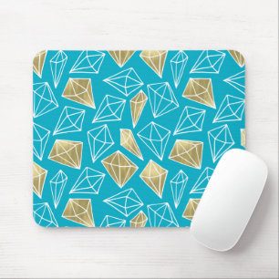 Mousepad Natal dos Diamantes Dourados Azuis Turquoise